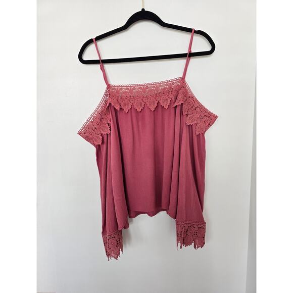 Romantic Pink Dusty Rose Fairy Coquette Dainty Top XL Crochet Boho Whimsical - Picture 3 of 10